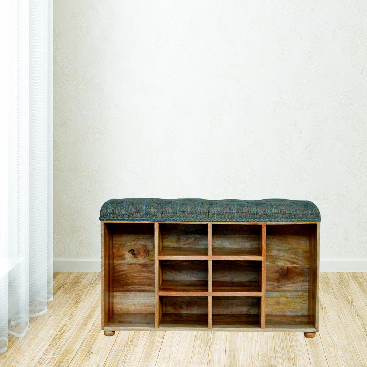 Multi Tweed Open Shoe Storage Bench