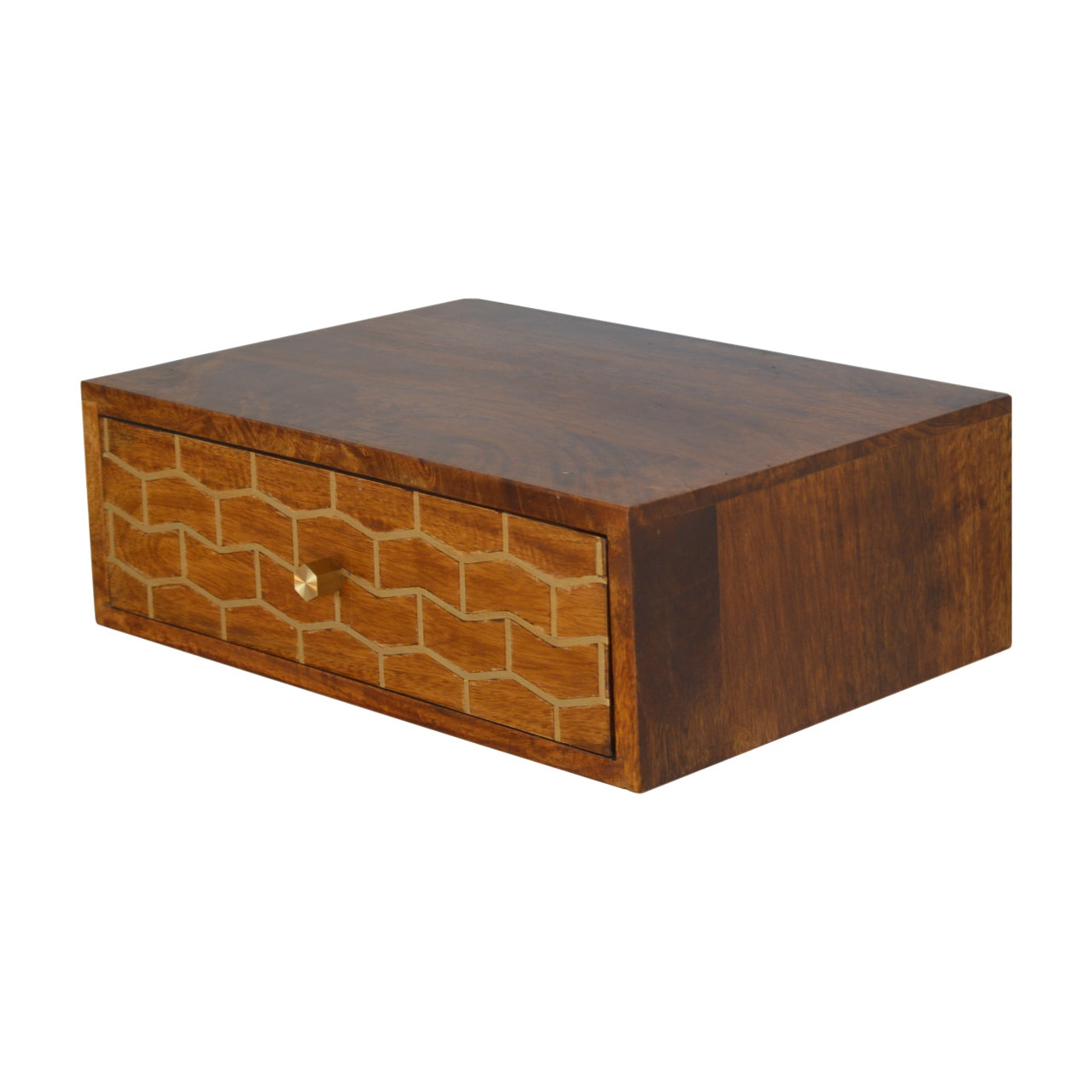 Floating Gold Art Chestnut Nightstand