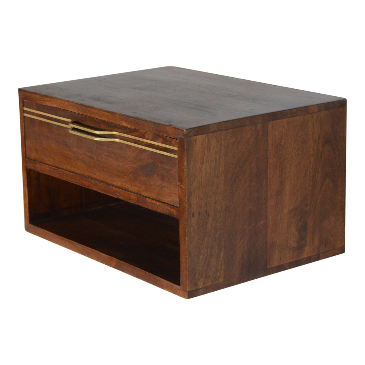 Floating Brass Handle Nightstand
