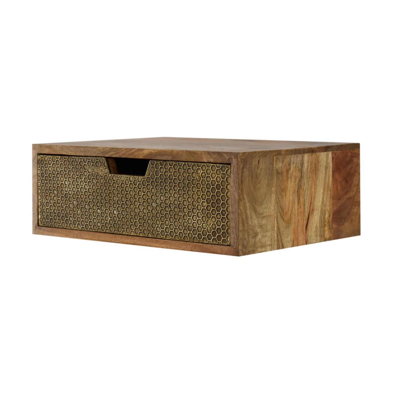 Floating Honeycomb Brass Nightstand