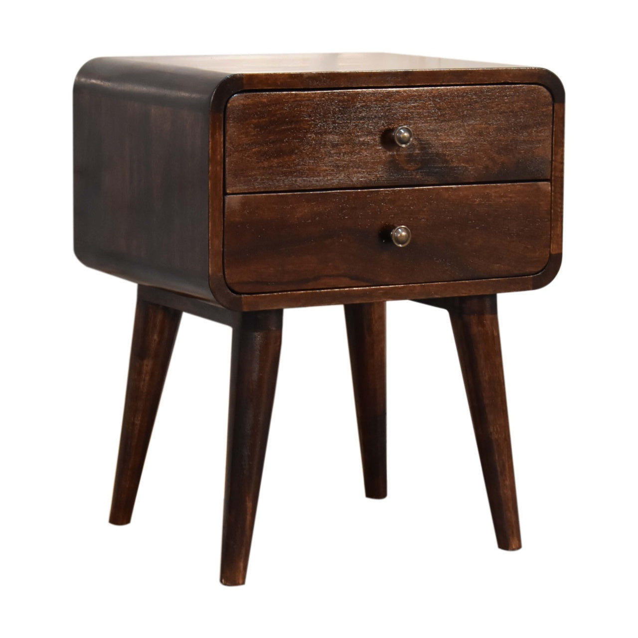 Curved Dark Walnut nightstand