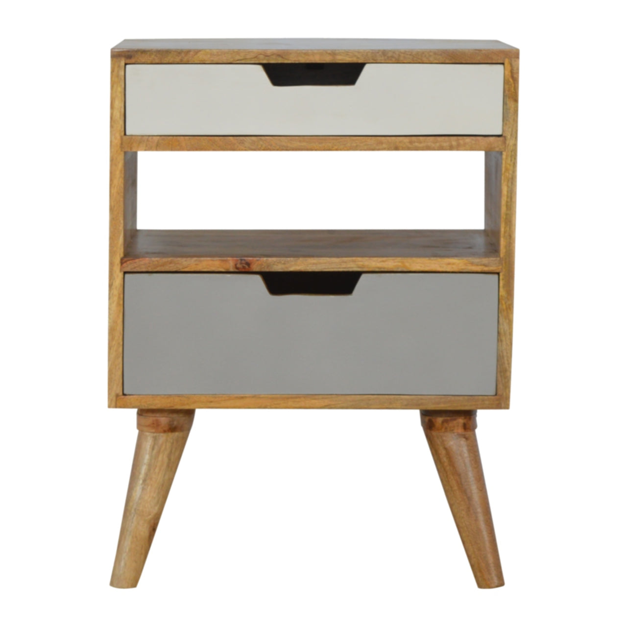 Grey and White Cut-out Nightstand