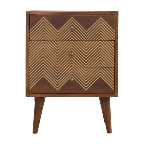 Chestnut End Table with Gold Inlay