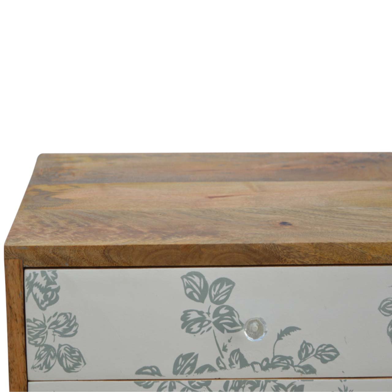 Green Floral Screen Printed Nightstand