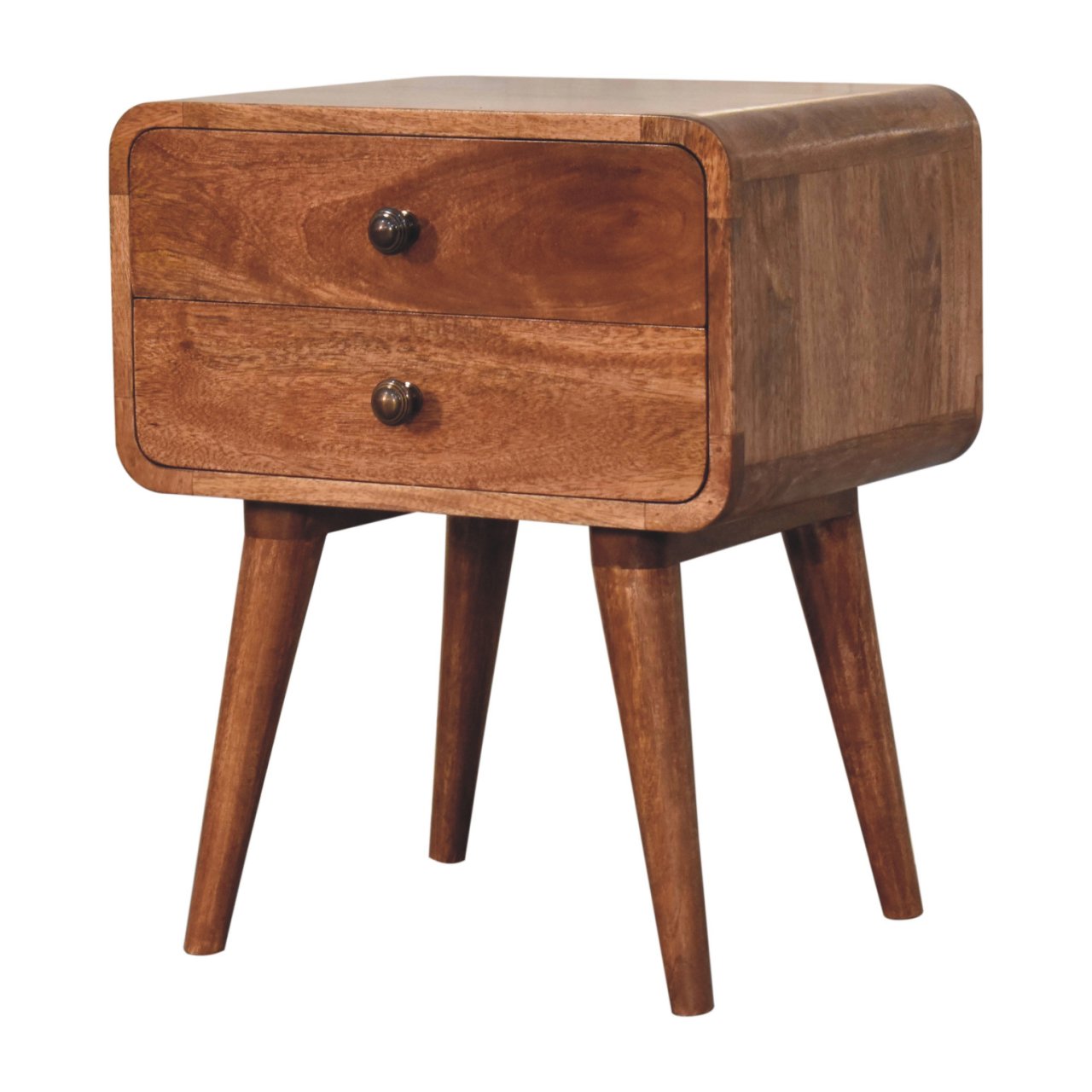 Curved Honey Caramel Bedside