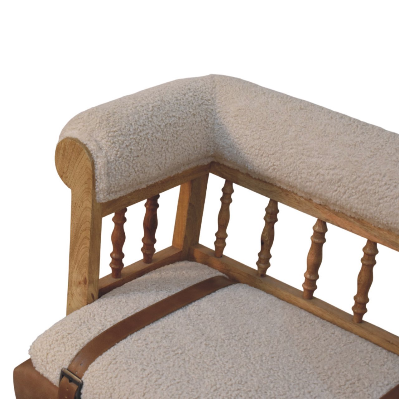 Strapped Hallway Boucle Bench