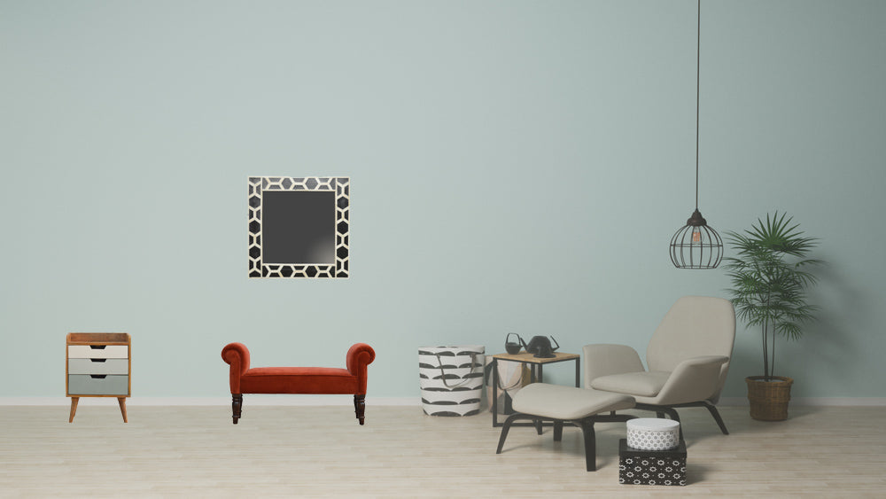 Square Bone Inlay Mirror Frame