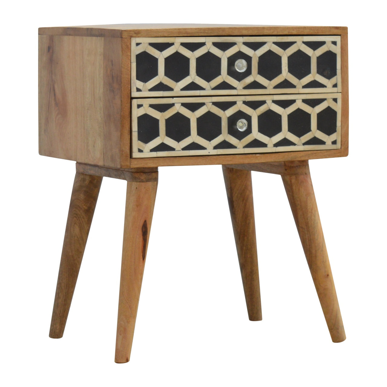 Bone Inlay Nightstand with 2 Drawers