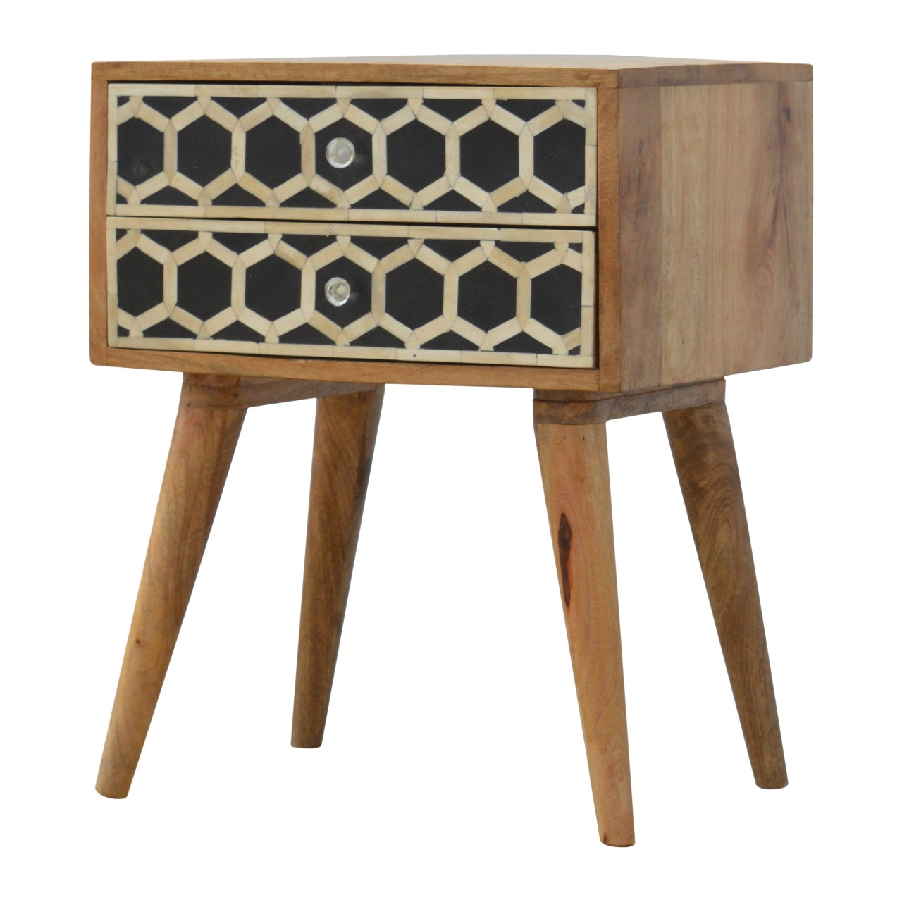 Bone Inlay Nightstand with 2 Drawers