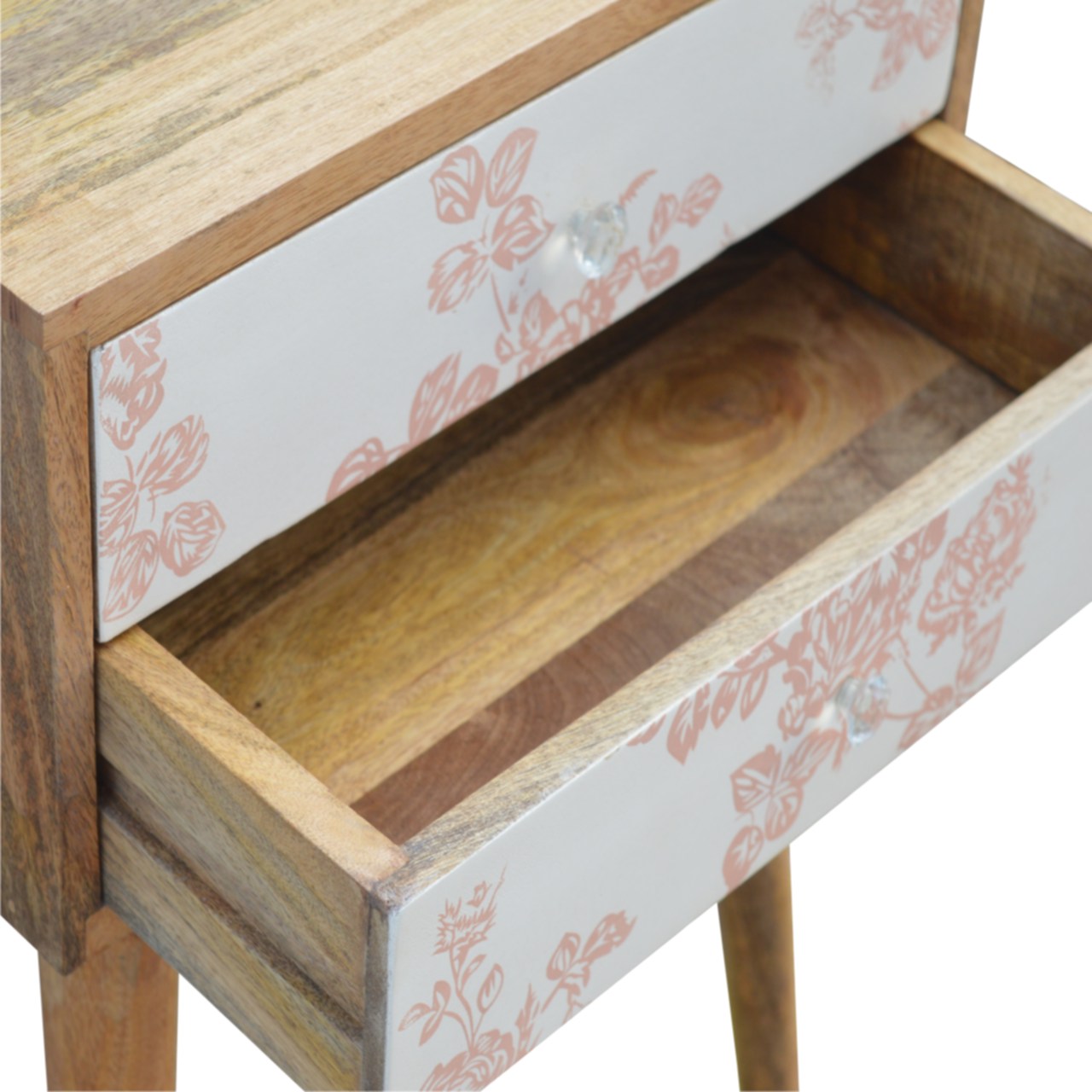Pink Floral Screen Printed Nightstand