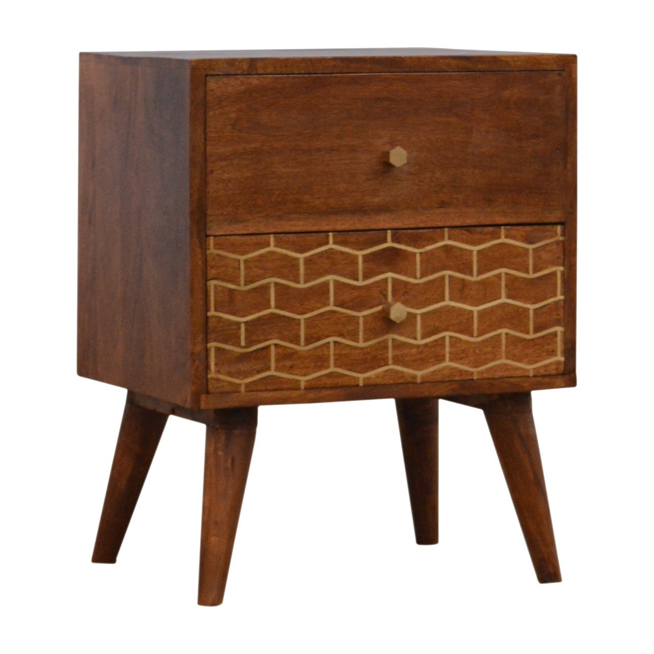 Gold Art Pattern 2 Drawer Nightstand