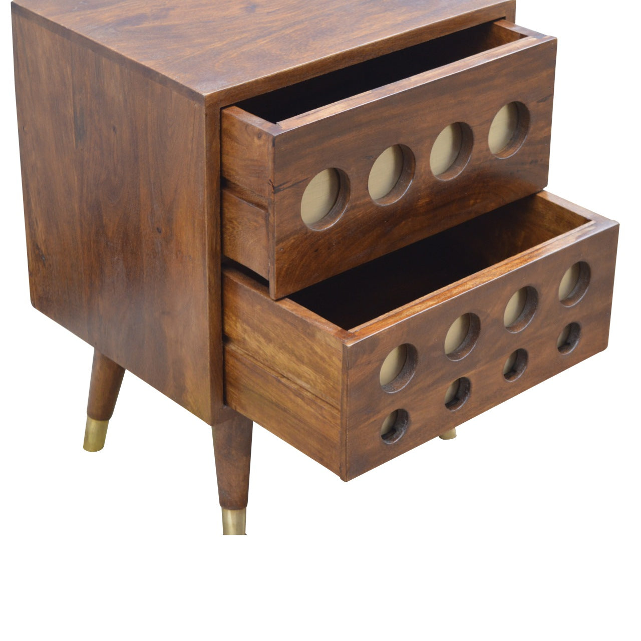 Chestnut Brass Cut-out Nightstand