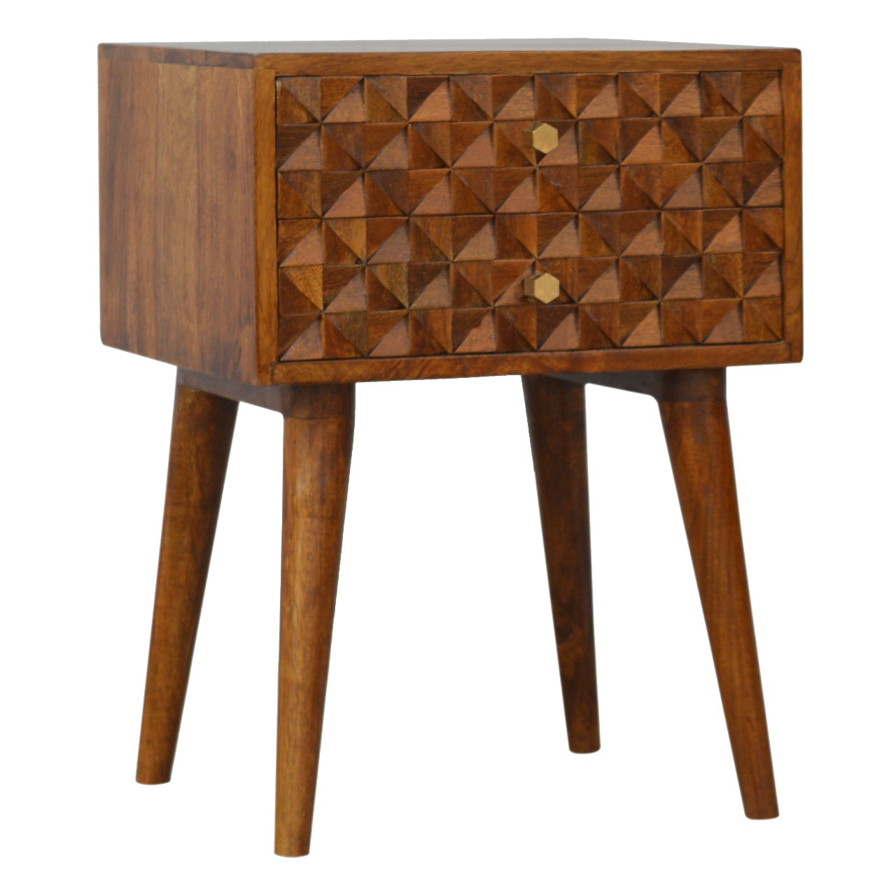 Diamond Carved Chestnut Nightstand