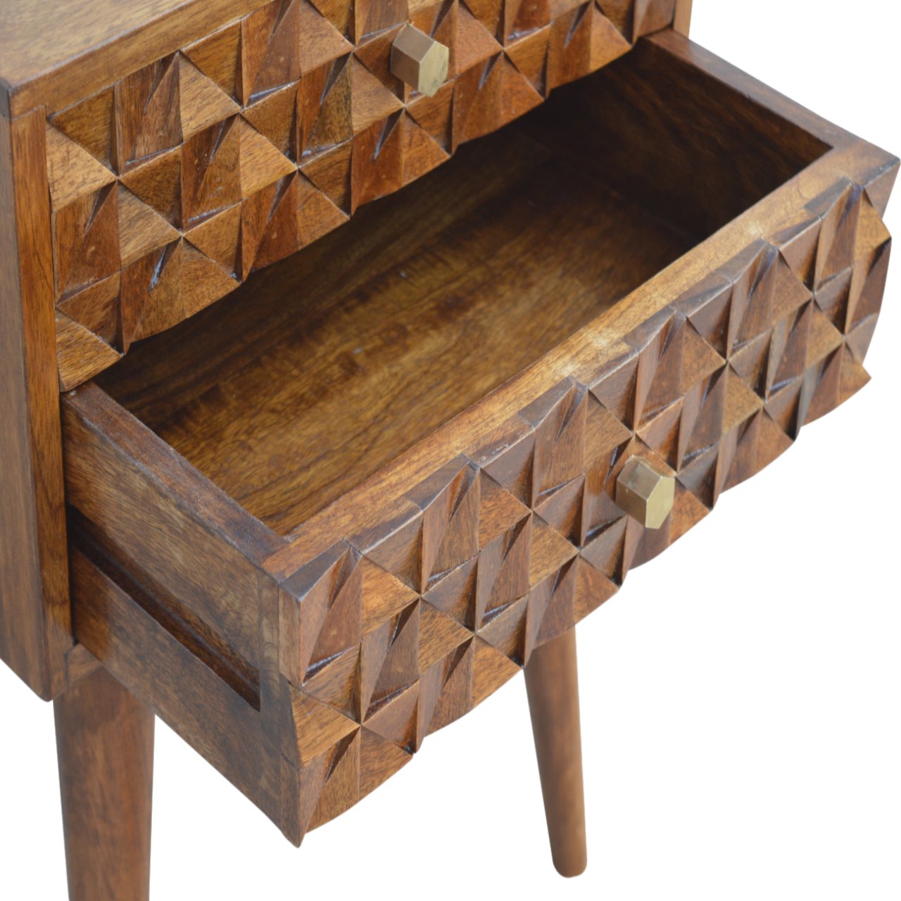 Diamond Carved Chestnut Nightstand