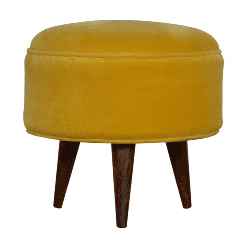 Mustard Velvet Nordic Footstool