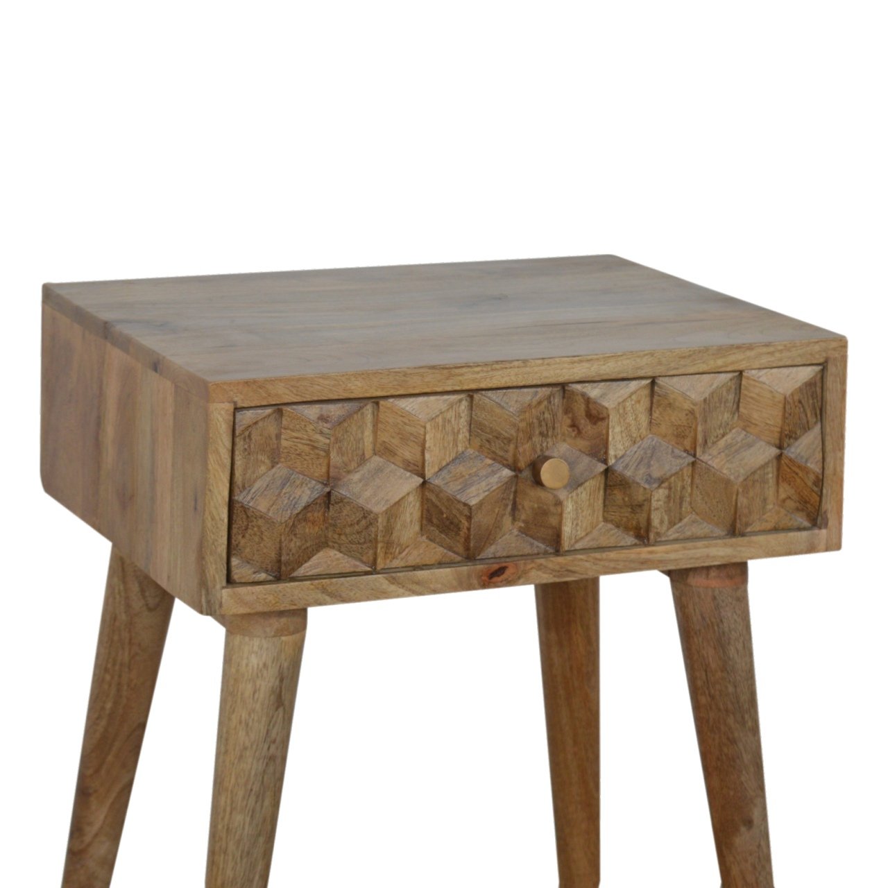 Cube Carved 1 Drawer Bedside