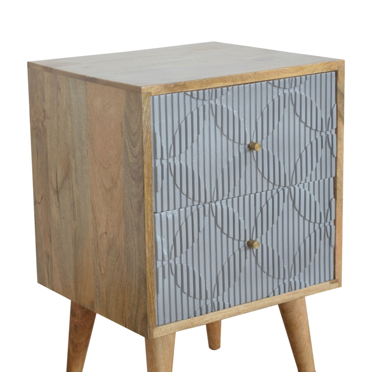 Geometric Carved Nightstand