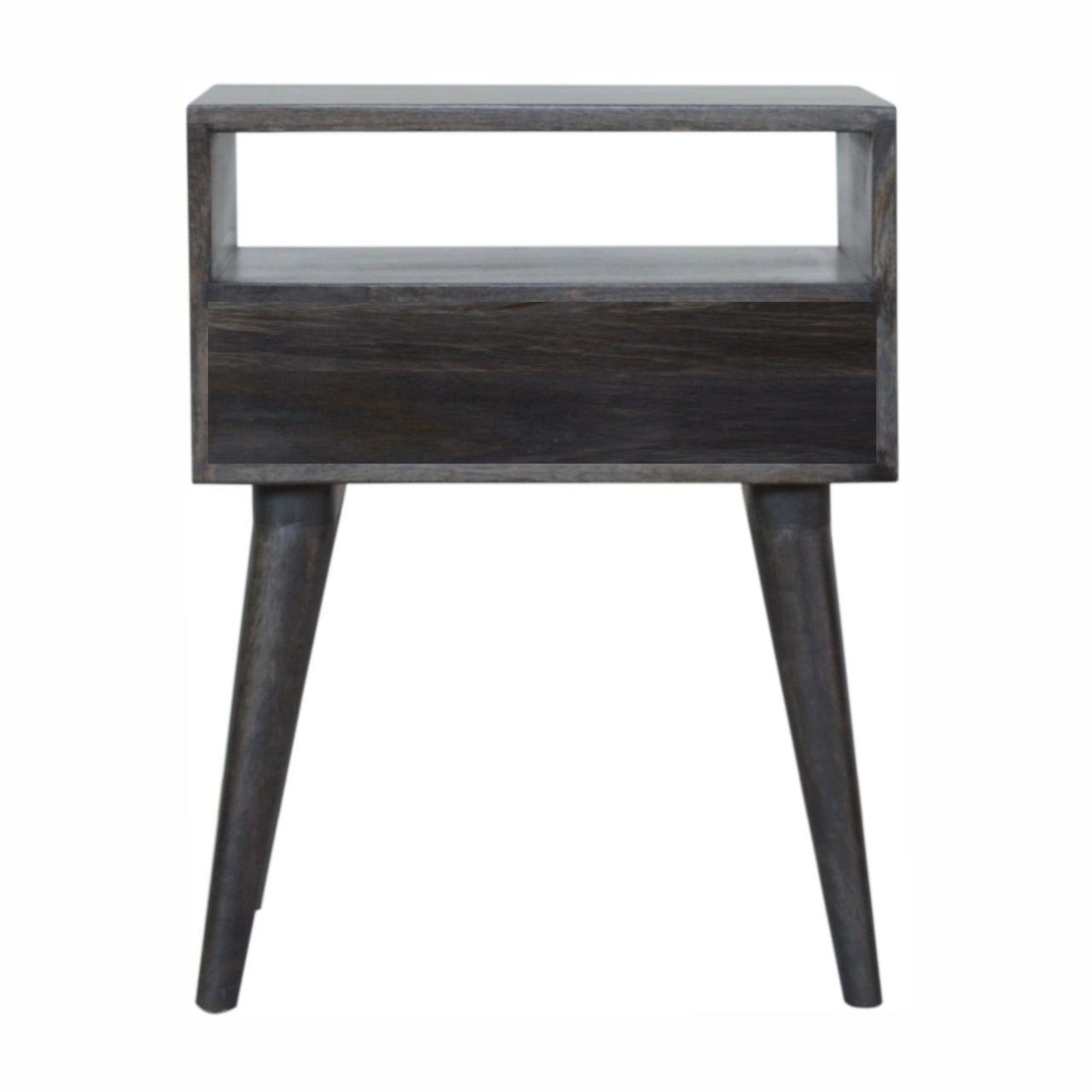 Ash Black Carved Drawer Nightstand