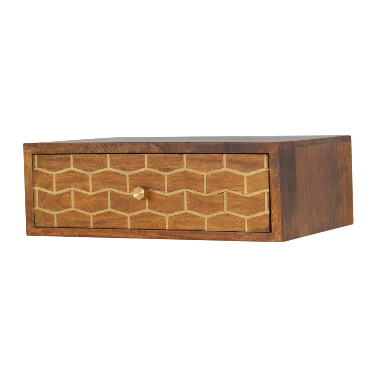 Floating Gold Art Chestnut Nightstand