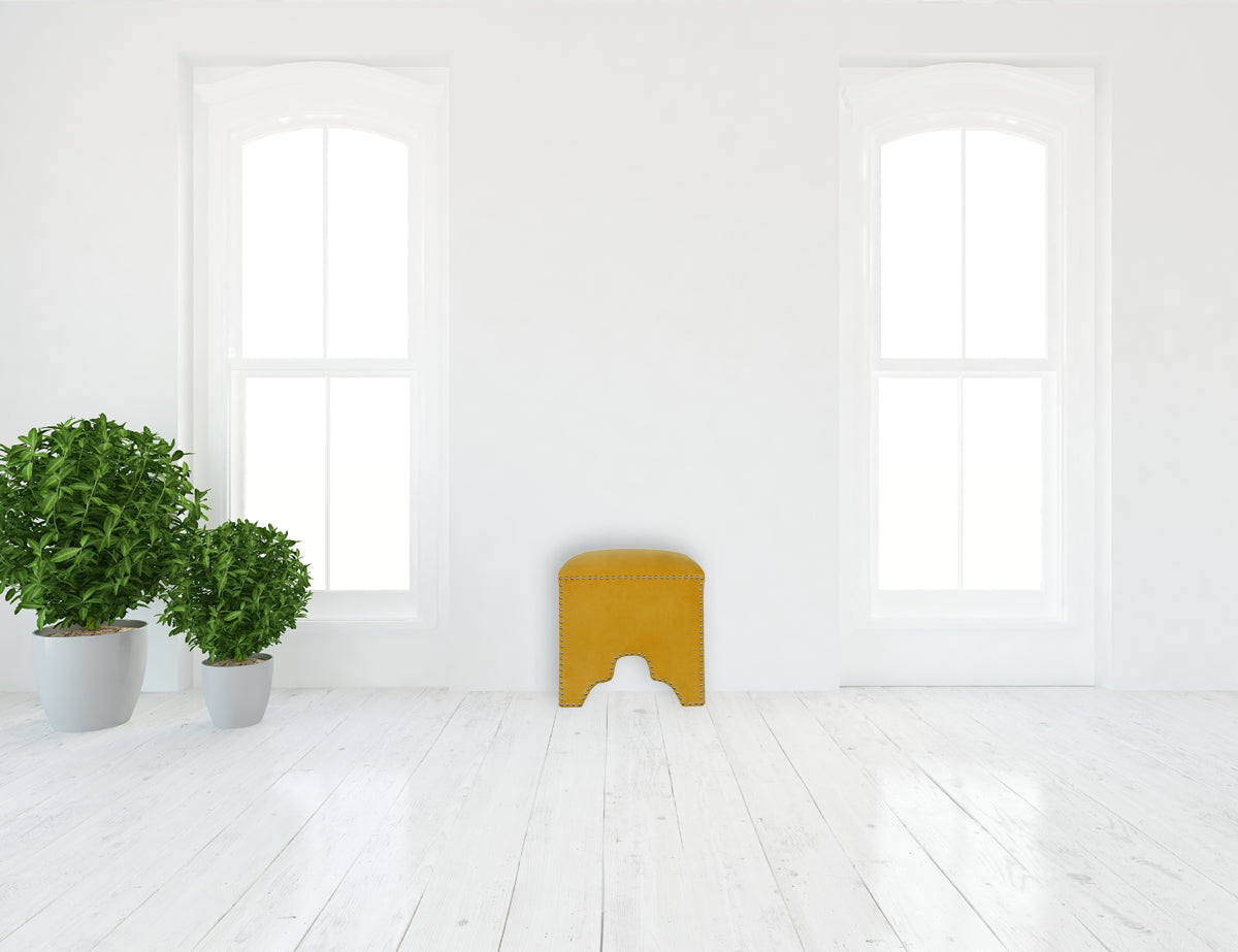Mustard Studded Footstool
