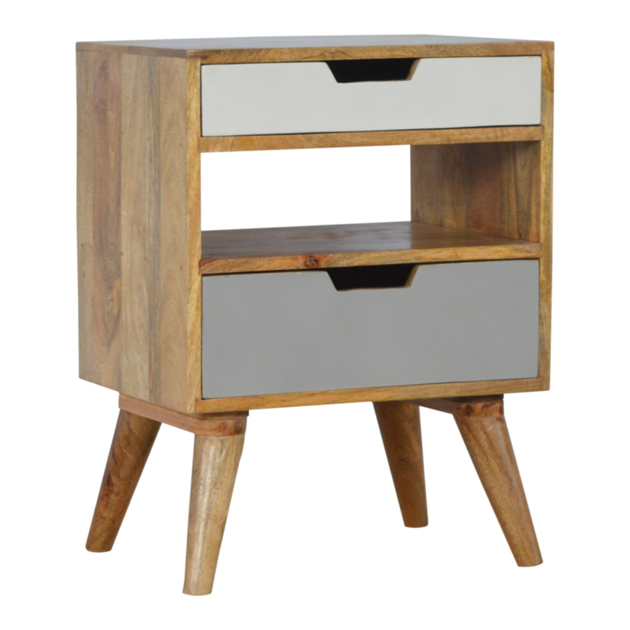 Grey and White Cut-out Nightstand