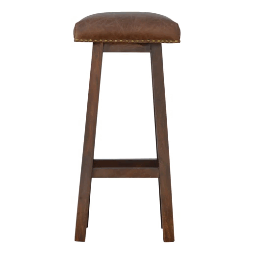 Buffalo Brass Leather Bar Stool