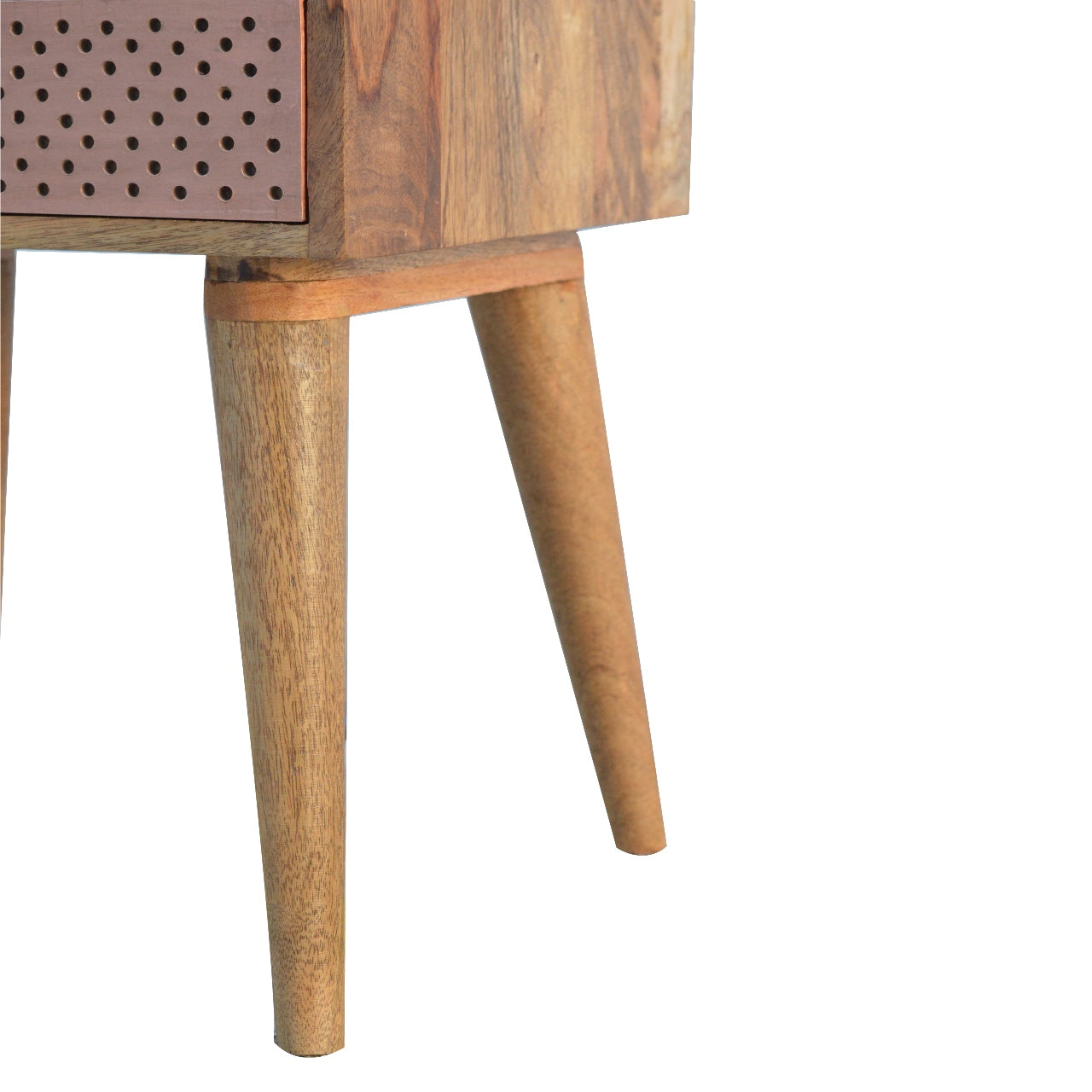Perforated Copper Nightstand with Open Slot