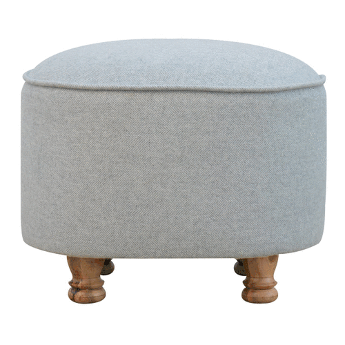 Light Grey Tweed Oval Footstool