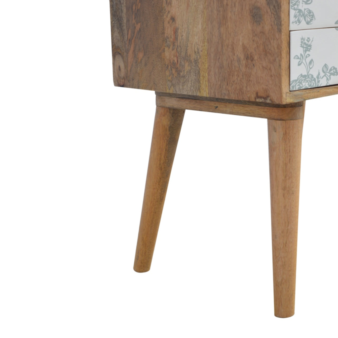 Green Floral Screen Printed Nightstand