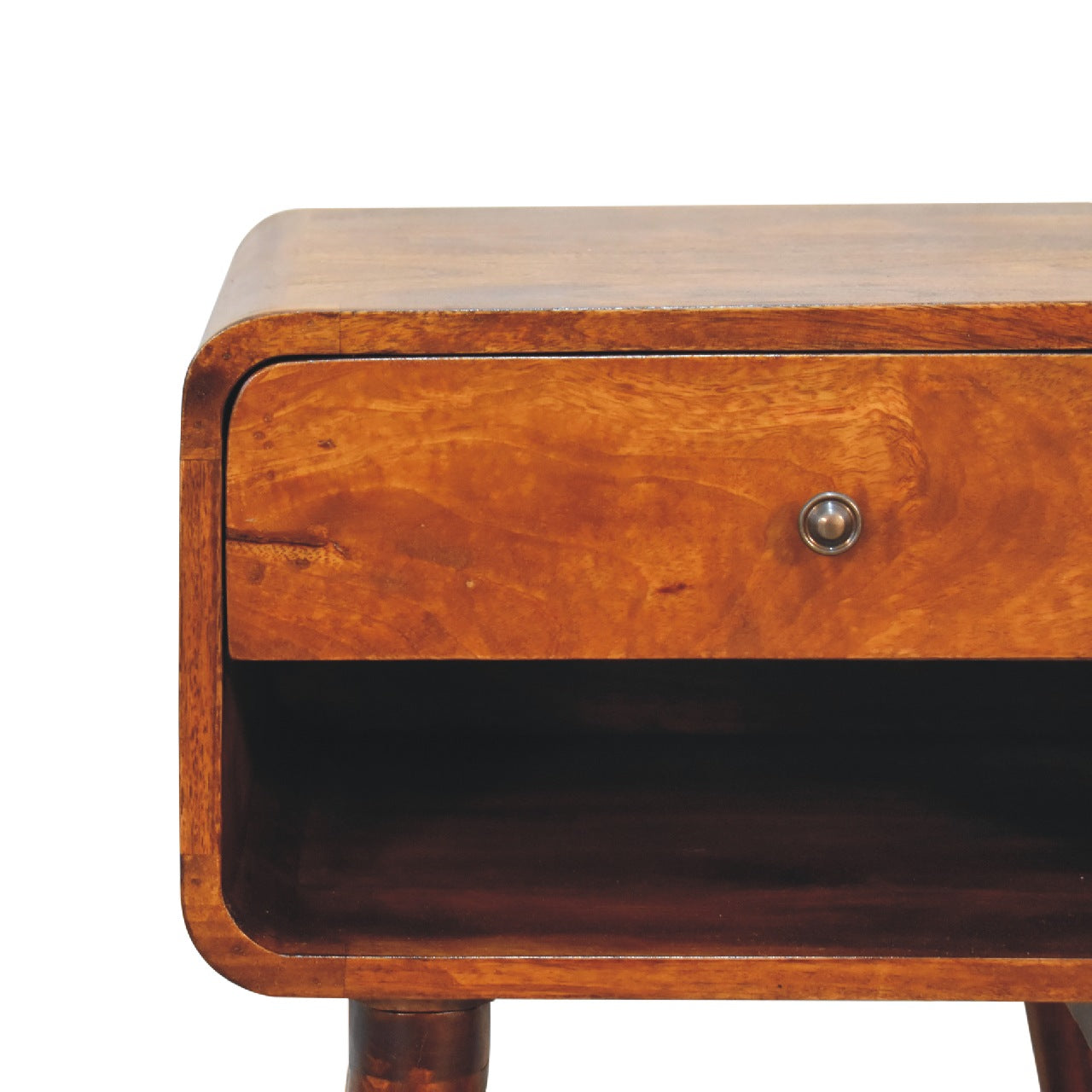 Curve Open Slot Chestnut Nightstand