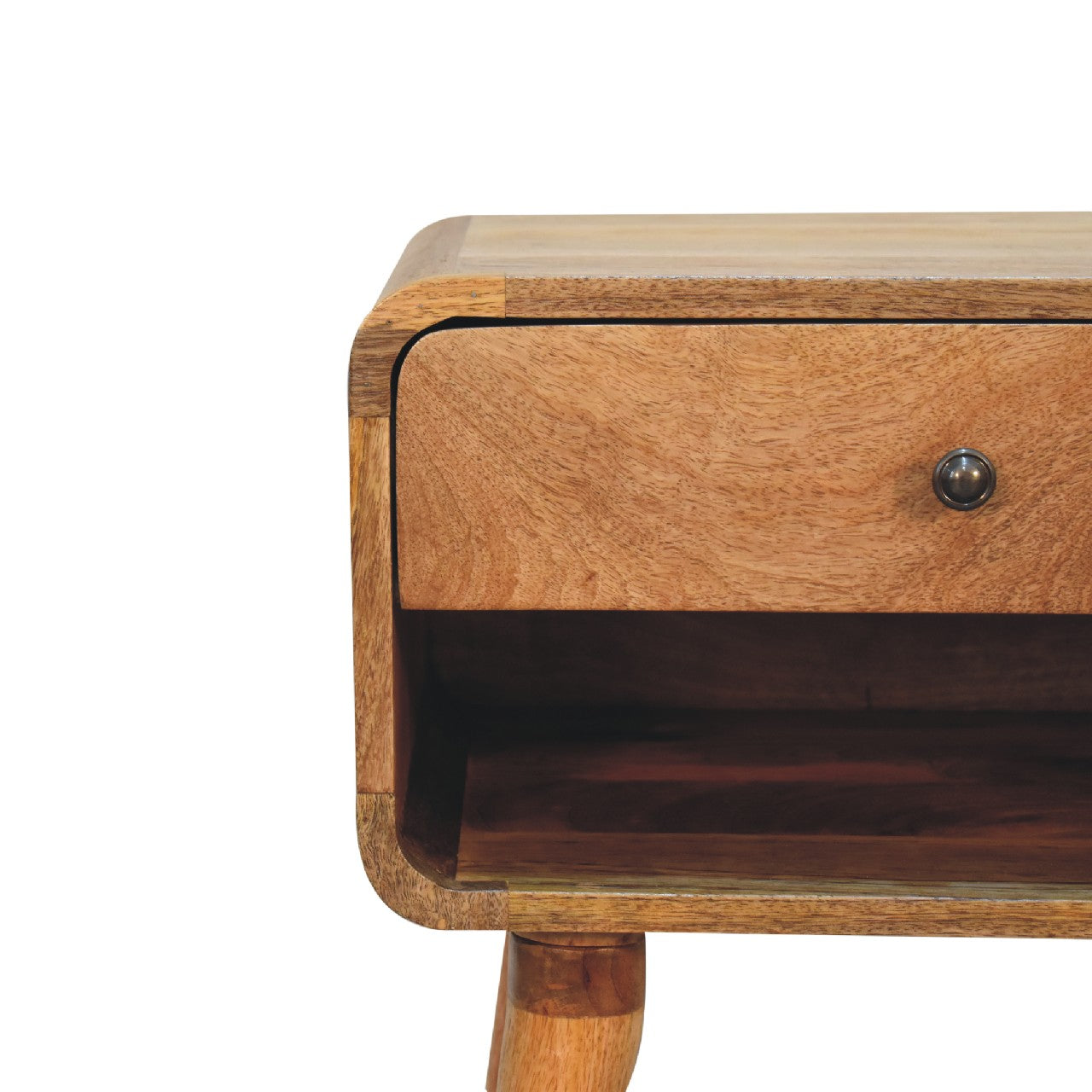 Curved Oak-ish Open Nightstand