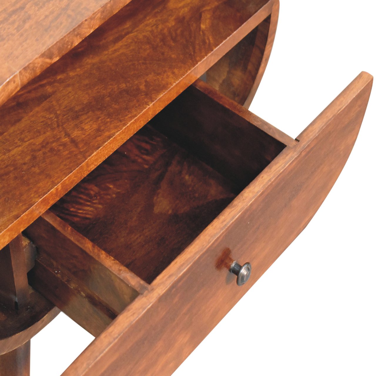 Large Chestnut Circular Open Bedside