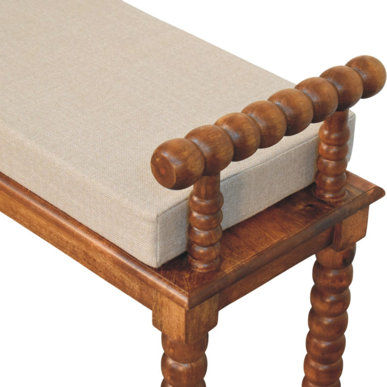 Spindle Amber Linen Bench