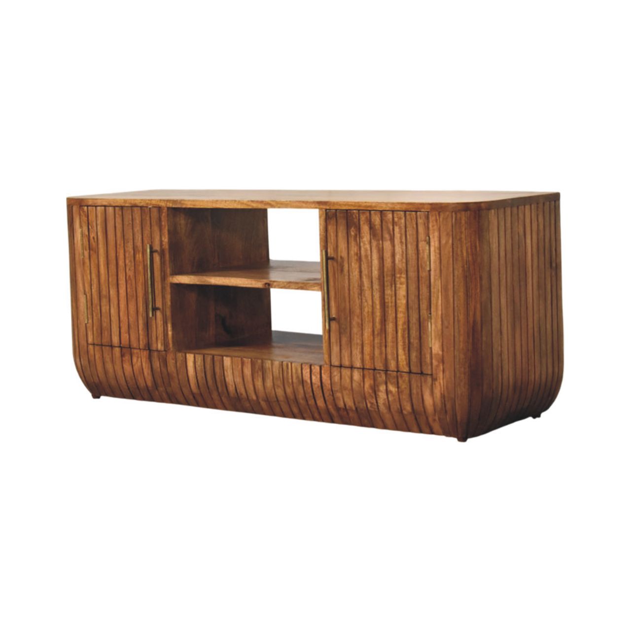 Fluted Media Console with Shelves