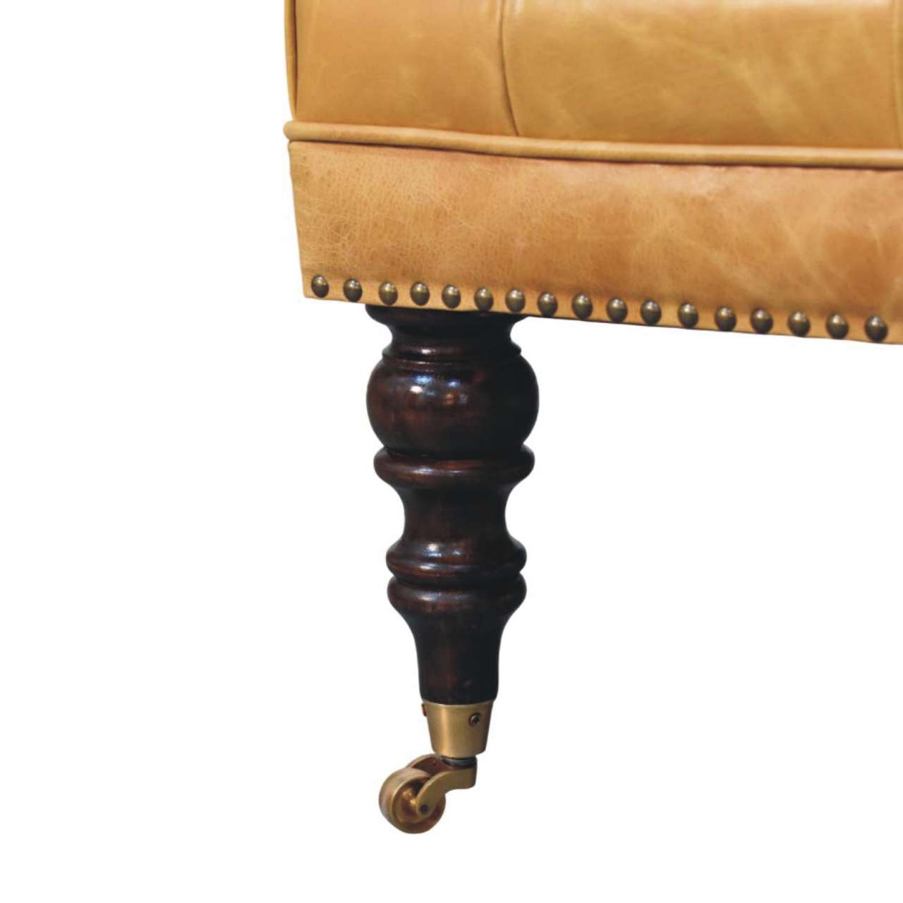 Tan Leather Upholstered Coffee Table