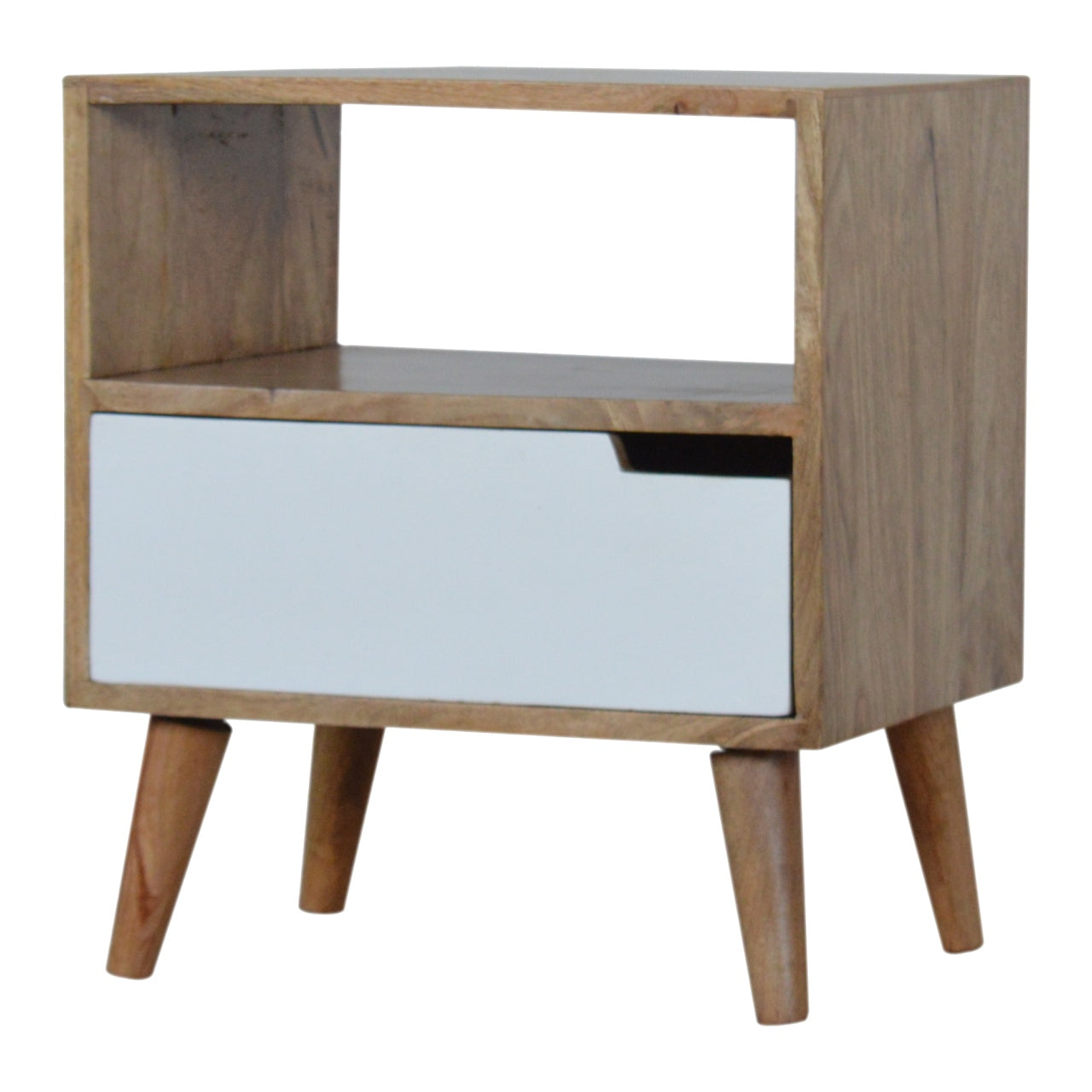 Open Slot White Painted Nightstand