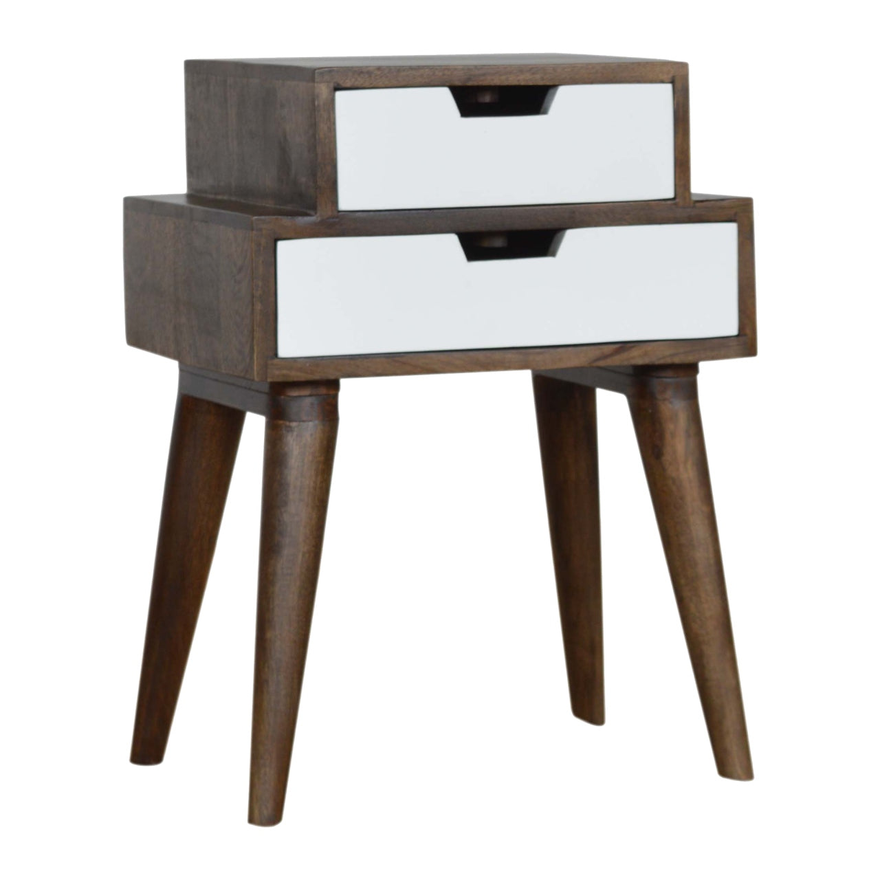Walnut and White Painted Nightstand