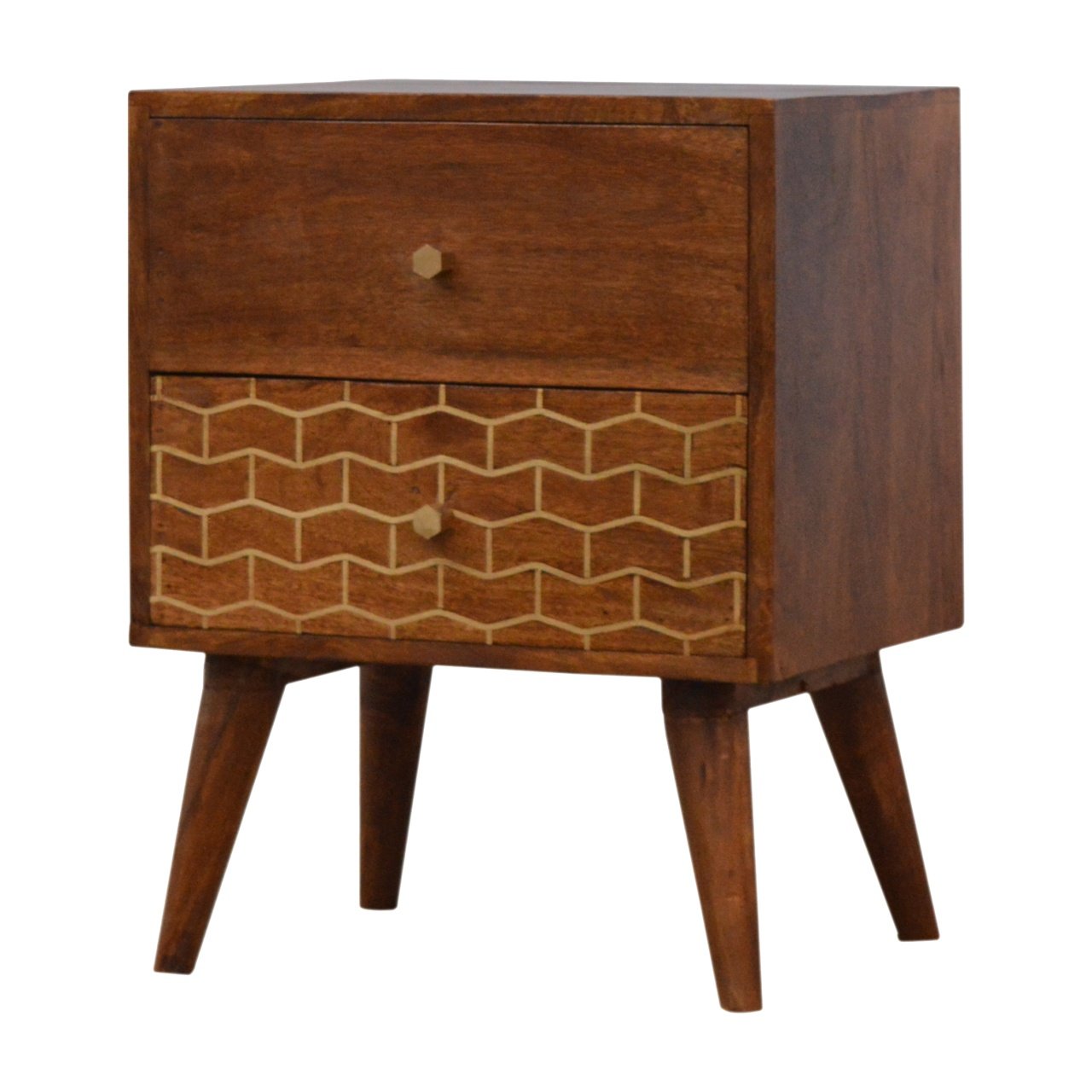Gold Art Pattern 2 Drawer Nightstand
