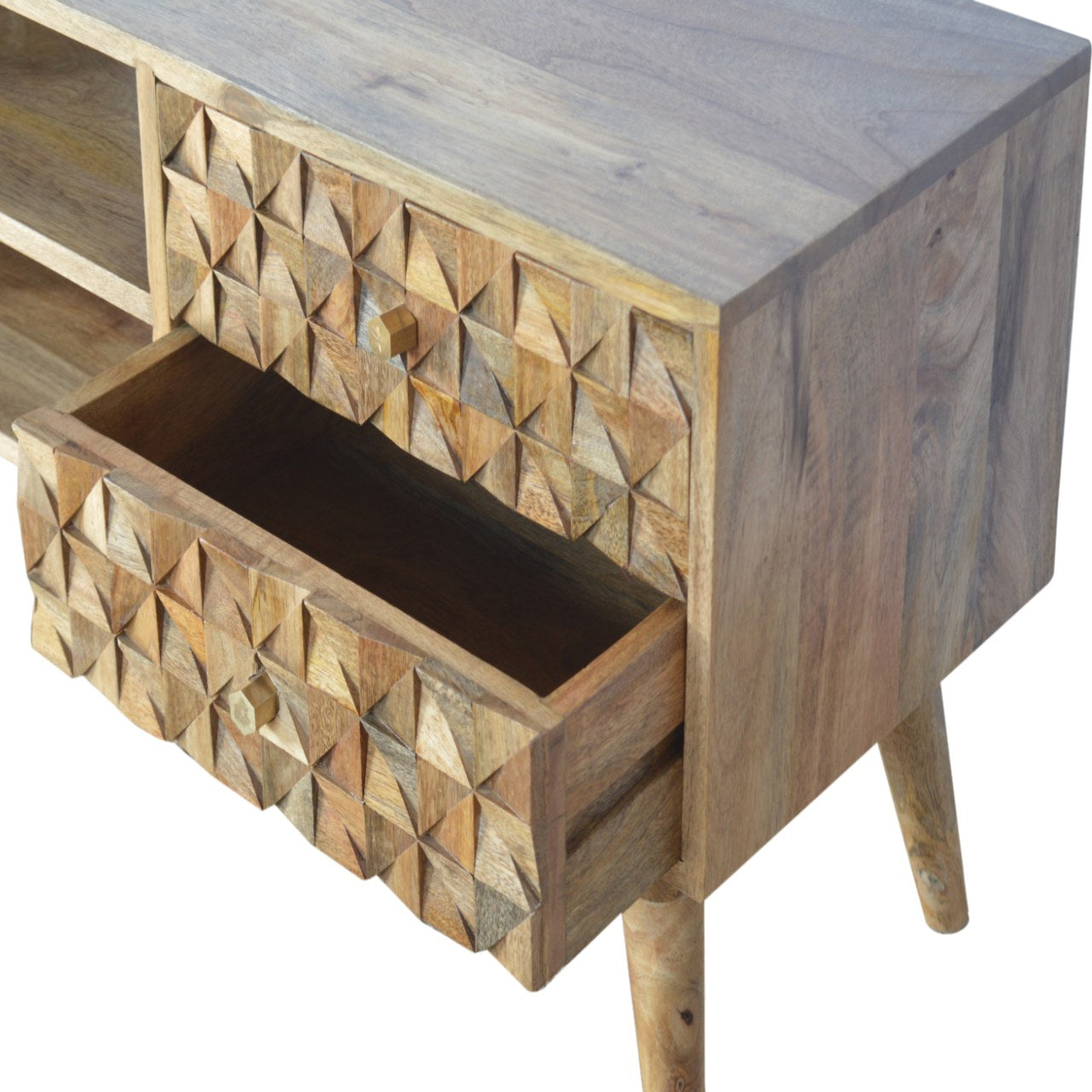 Diamond Carved Oak-ish Media Unit
